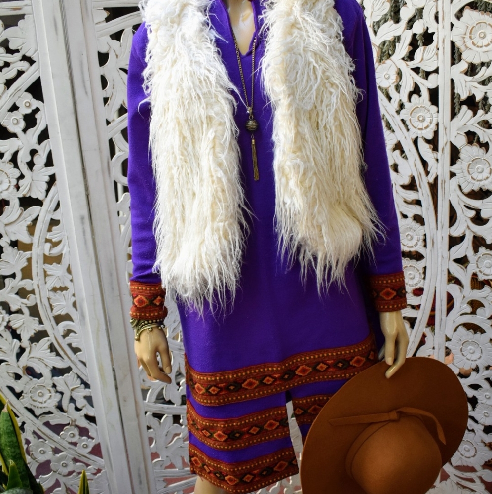 Vintage 70s purple mod hippie dress